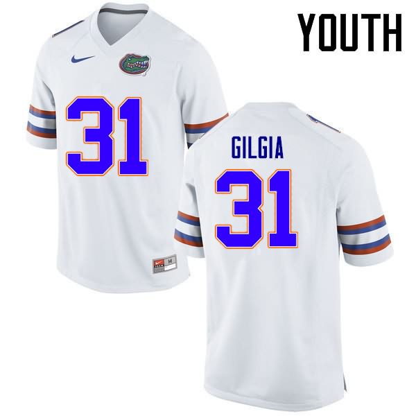 Youth NCAA Florida Gators Anthony Gigla #31 Stitched Authentic Nike White College Football Jersey GTE1165LH